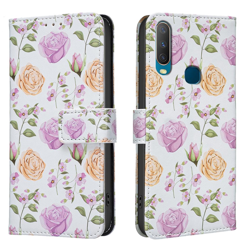 Für VIVO Serie Lederhüllen Blume Schmetterling Bemaltes PU Schutzhülle Kartenhalter Magnetverschluss Aufsteller Für VIVO Y39 Y29 Y38 Y200i Y03 Y78