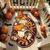 Cute Cartoon Halloween Cat Shaped Rug, Witch Hat Pumpkin Non Slip Floor Mat for Bedroom Entryway Fall Home Decor