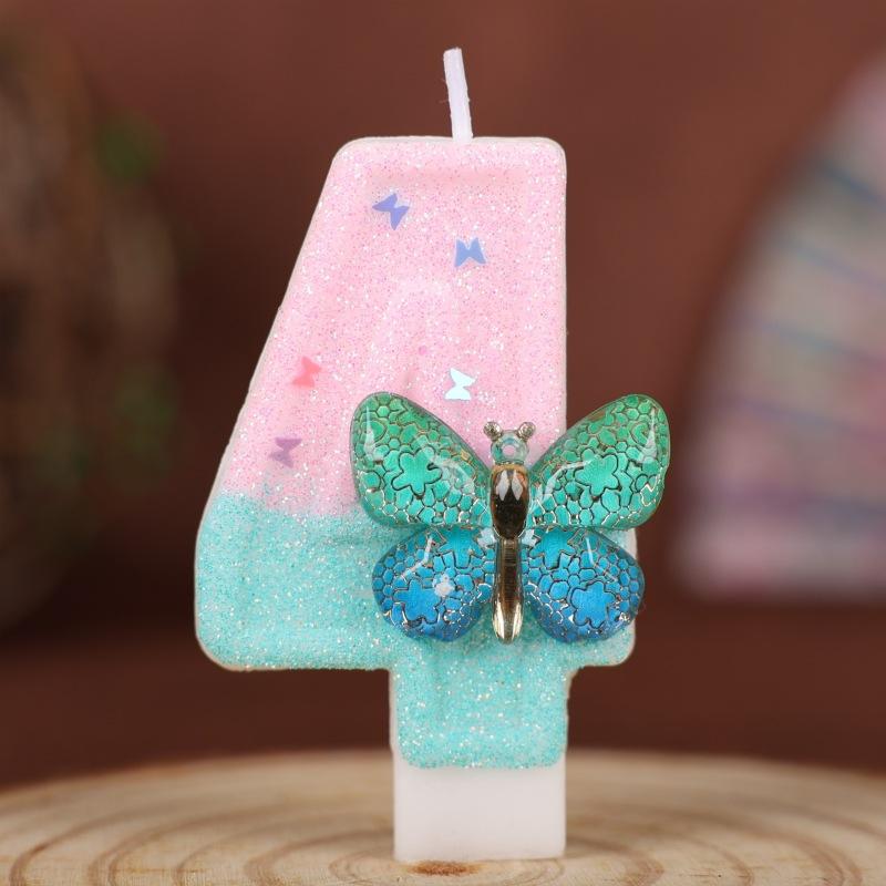 Butterfly Number Birthday Candle Cake Party Decoration Birthday Handmade Candle 0-9