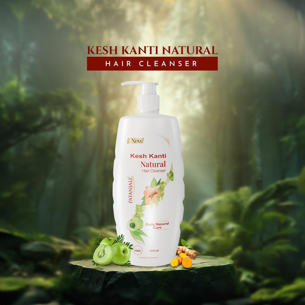 Patanjali Kesh Kanti Hair Cleanser Natural Shampoo Herbal Care For Healthy Shiny Manageable Hair All Hair Types 650 Ml