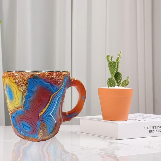 Hrnky na kávu Minerální hrnek na kávu z umělého křišťálu 11 oz pryskyřicový hrnek na čaj pro domácí kancelář Termo hrnek na pití z umělého křišťálu Dárek pro milovníky kávy