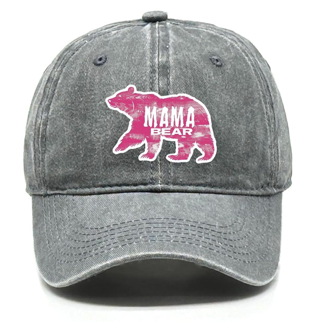 MAMA BEAR" Print Adjustable Sun Hat, Mother's Day Sports Hat Non-Stretch Fabric Sunshade Breathable Stylish Snapback Baseball Cap