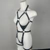 Faux Leather Women Bra Lingerie Full Body Harness Leg Garter Costume Sexy Harness Black Belts By Handmade Rave Accessories