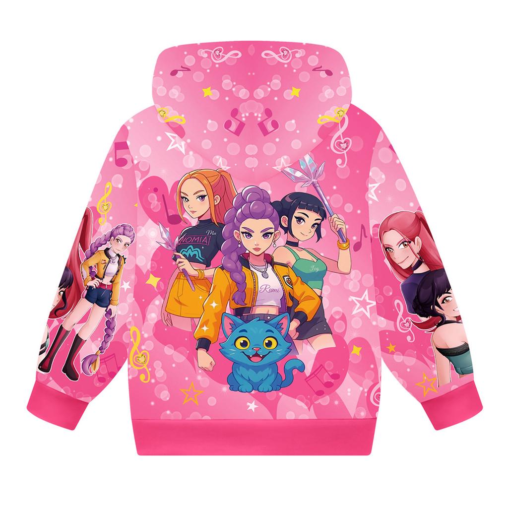 Girls Hoodie 3D Cartoon Jacket Sweatshirt Music Zip Hooded Long Sleeve Tops