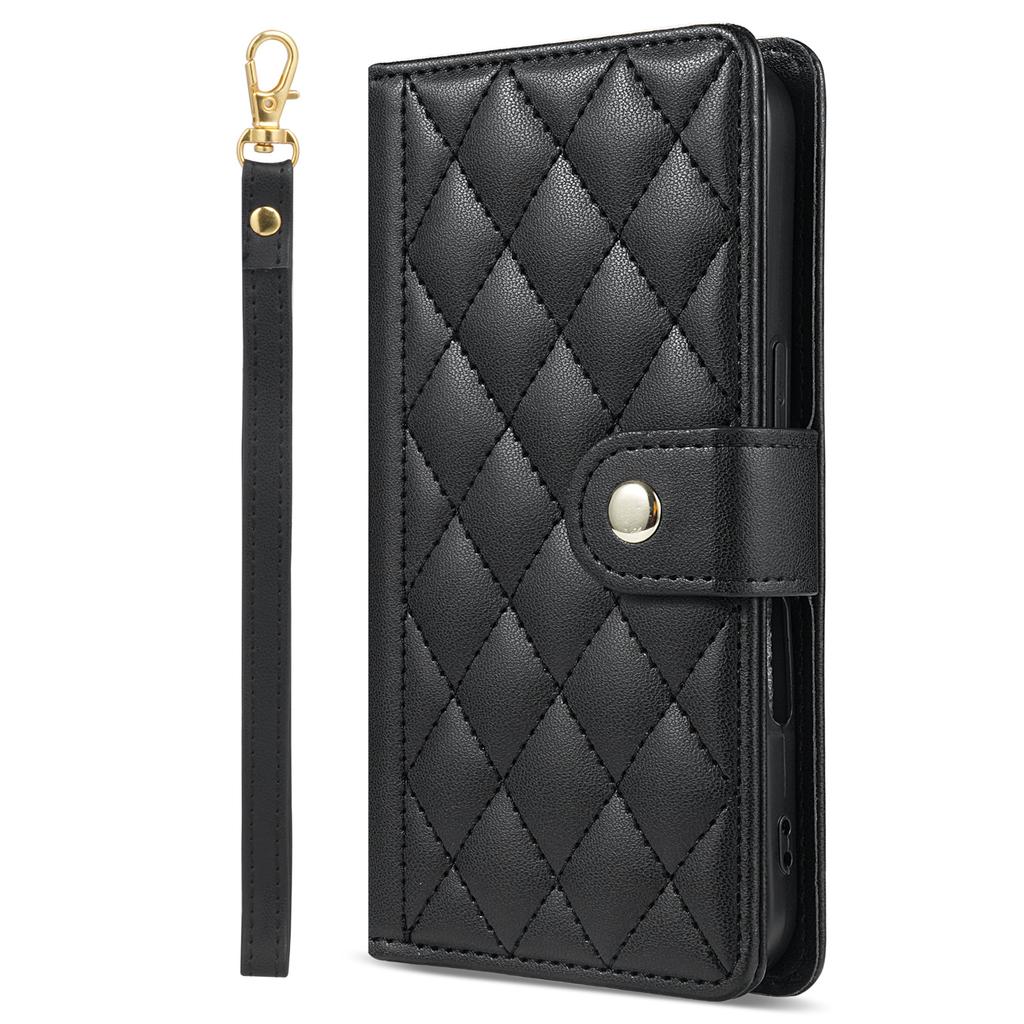 Applicable To iPhone17 Mobile Phone Leather Case, Samsung S26 Xiaoxiangfeng Rhombus Card Wallet Protective Case A17