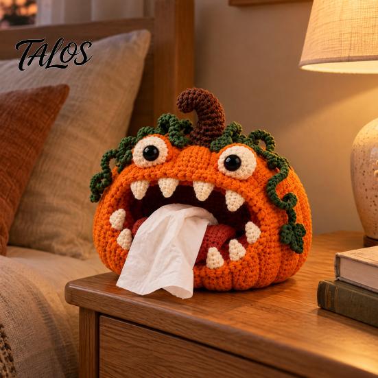 Milk Cotton Yarn Craft Animal Crochet Tissue Box Cover DIY Kit, Highland Cow Holder Making Cute Easy Patterns for Beginners Pumpkin Turkey Frog