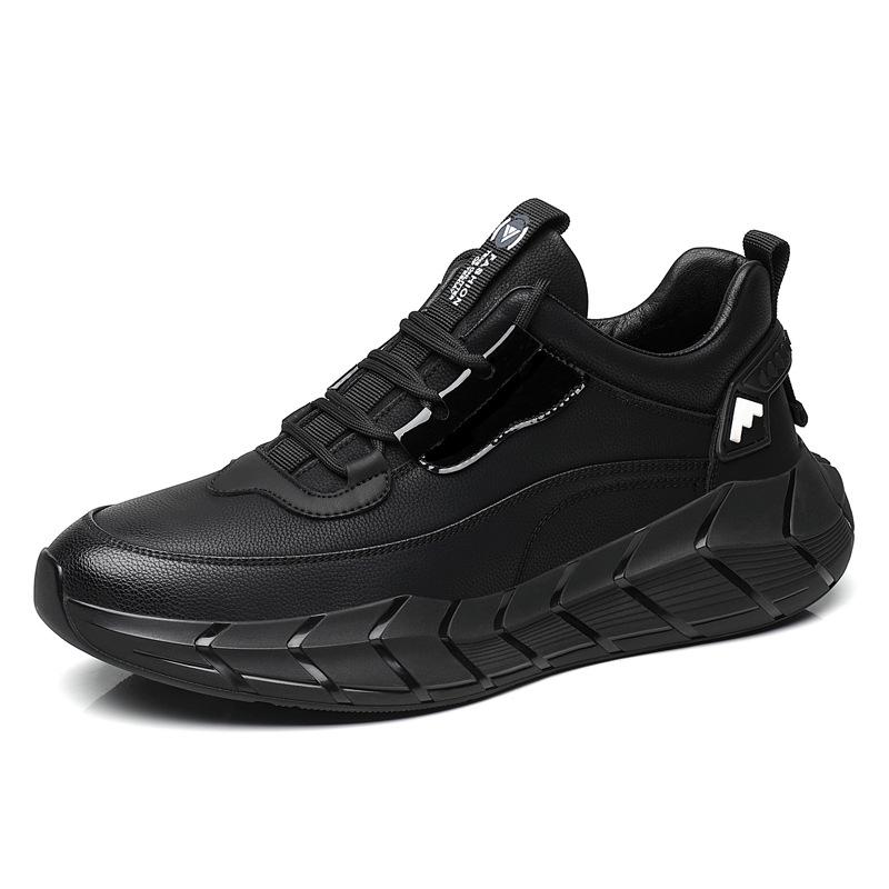 

2025 spring new sports shoes men s casual trend men s dad shoes leather surface breathable running men s shoes 44 чёрный