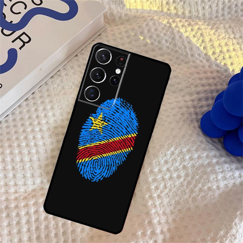 Congo Democratic Republic Flag Phone Case For Samsung Galaxy S25 Ultra S9 S10 S20 S22 S21 FE S23 S24 Plus Portector Cover