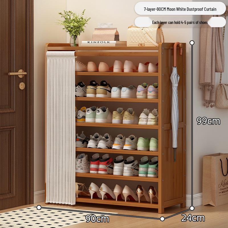 Bamboo Shoe Rack: Multi-Layer Dustproof Cabinet for Compact Home Storage