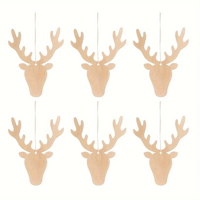 20PCS/10PCS/5PCS 50m Hemp Rope Wooden Deer Head Christmas Ornament Pendant Pendant Wooden Pendant Decoration Wooden DIY Craft
