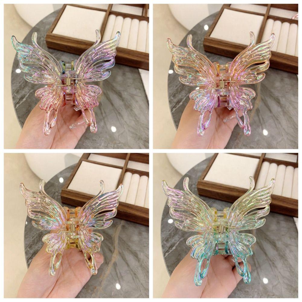 Colorful Liquid Butterfly Hair Claw Claw Clip Acrylic Butterfly Crab Clip Headwear Hair Accessories Large Shark Clip Women