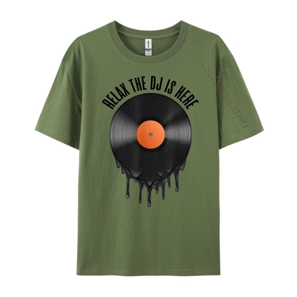 Relax The Dj Is Here Melting Vinyl Record Plain T Shirts Wholesale Luxury Brand