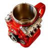 Engine Coffee Mug V8 Engines Stainless Steel Cup Double Wall Insulation Car Mug With Handle Portable Coffee Travel Mug