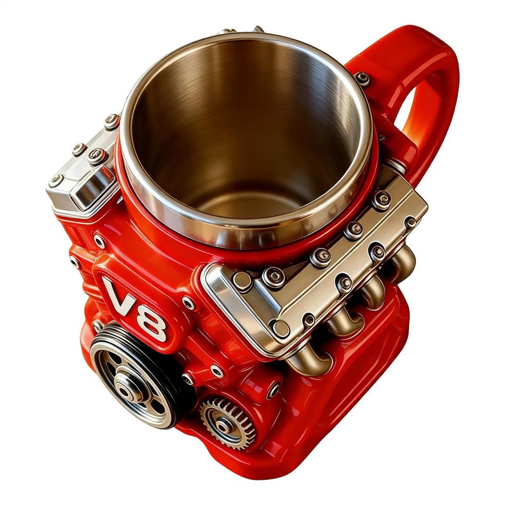 Engine Coffee Mug V8 Engines Stainless Steel Cup Double Wall Insulation Car Mug With Handle Portable Coffee Travel Mug