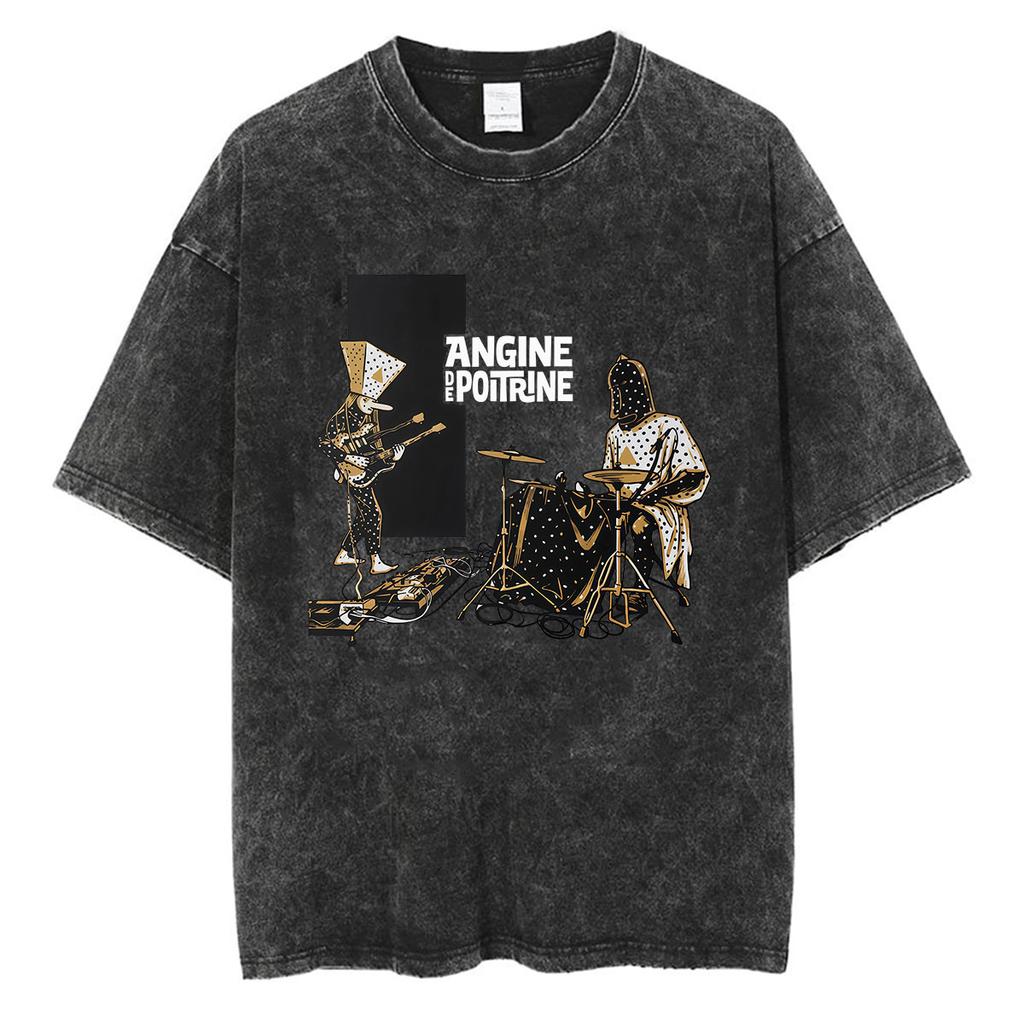 Rock Band Angine De Poitrine Vintage Washed T Shirts Mens Women Fashion Gothic Short Sleeve Tshirt Punk Hip Hop Clothing Tees