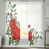 Red Roses Beautiful Sheer Window Curtains For Living Room Bedroom Modern Voile Tulle Curtains Fabric Drapes For Kitchen