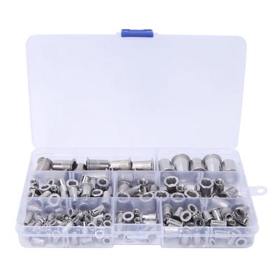 Nietmuttern-Set, 165-teilig, Edelstahl 304, M3~M10, Zugnietmuttern-Fachsatz