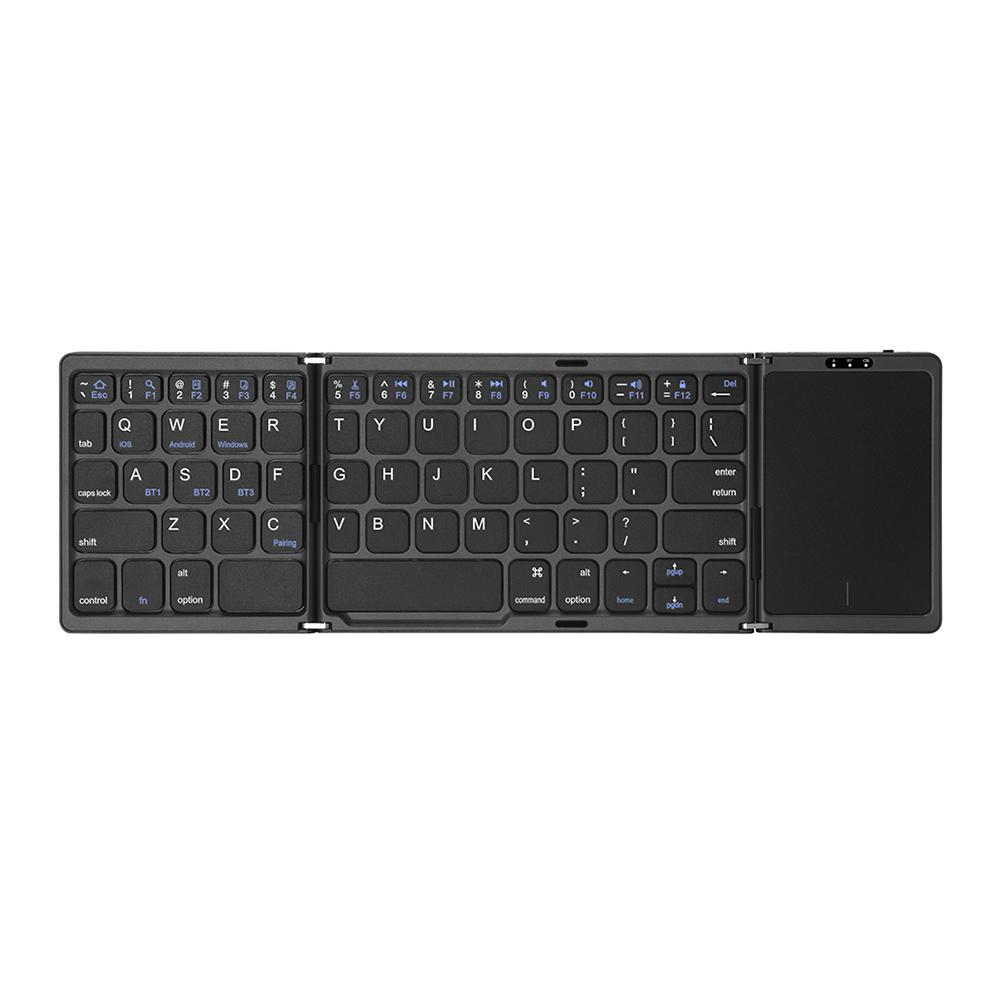 Folding Keyboard Multi-Function Bluetooth-Compatible Keyboard 64 Keys Touchpad Keypad Rechargeable for IOS Android Windows