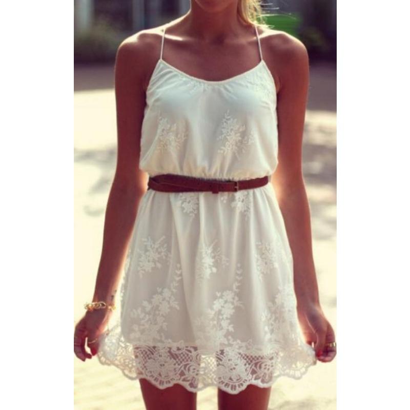 

Женское кружевное вышитое сексуальное платье-комбинация XL белый