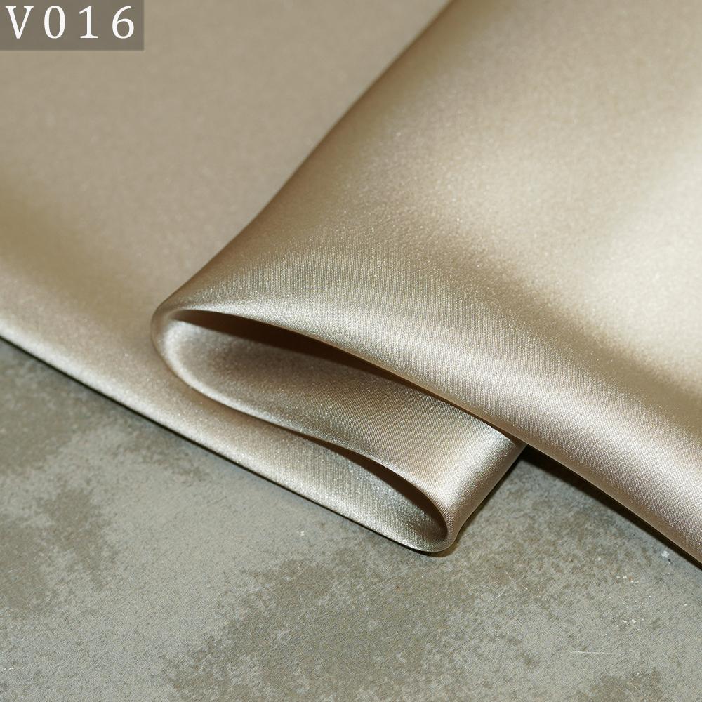 HYSK Natural Genuine Pure 100% Silk Crepe Satin Fabric Silk China Duchess Plain Brown by Meter for Dress Bedding Wedding