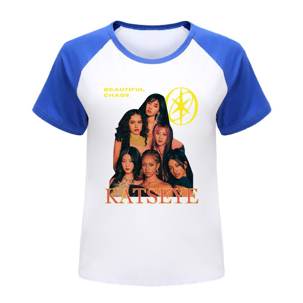 5346 Kids Girls KATSEYE Print Raglan Sleeves Cotton T-Shirt