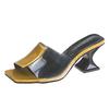 Women's Shoes Summer Transparent Film Slippers Color Matching Half Drag Sandals Open Toe Thick Heels