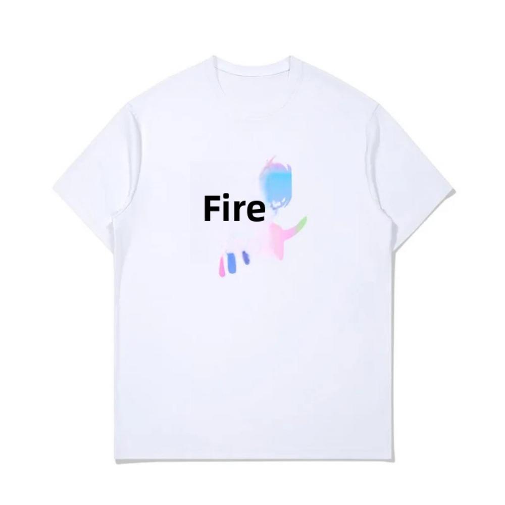 Loose Casual Short Sleeve American Style Men's T-shirt for Teenagers Summer Streetwear Couple Print Comfortable Breathable