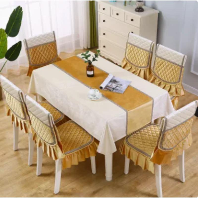 1 Piece Chair Cover Luxury Embroidery Velvet Tablecloth Dining Chair Cushion Living Room Decor Coffee Square Round Table Cloth