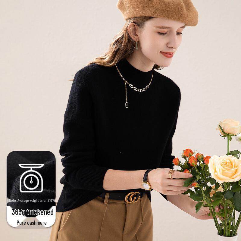 TUHUANG Women's Thickened Pure Cashmere Half-High Collar Sweater TW895971