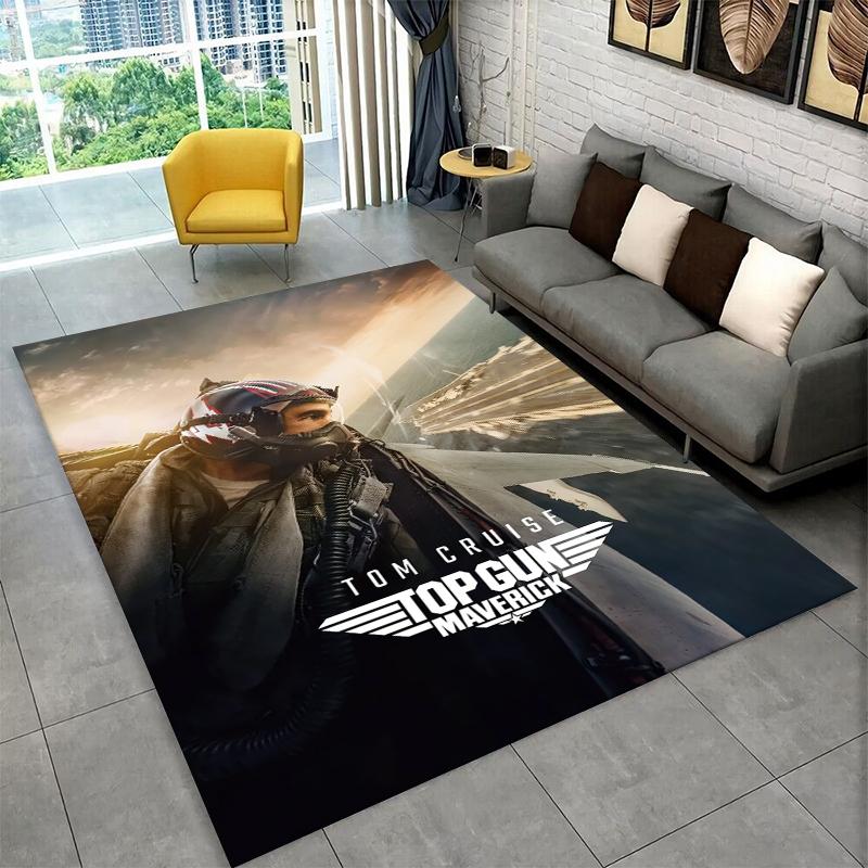 Classic Movie Top Gun Sign Tom Cruise Carpet Rug for Bedroom Living Room Sofa Doormat Home Decor,Kid Game Area Rug Non-slip