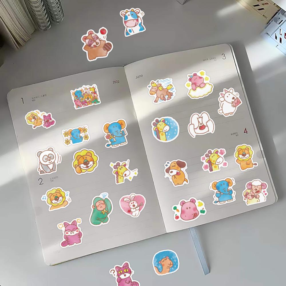 40 TABEKKO Cartoon Stickers Cute Graffiti Animal Collection Stickers Children's Elephant Self-adhesive DIY Small Stickers