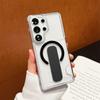 Magnetic Transparent Slot Card Bag Holder Phone Case For Samsung S25 S26 Ultra S24 Plus Soft Silicone Ring Stand Acrylic Cover