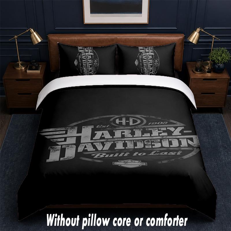Set Biancheria da Letto Design Harley-Davidson 1 Copripiumino + 2 Federe Morbido Traspirante Biancheria da Letto per la Casa