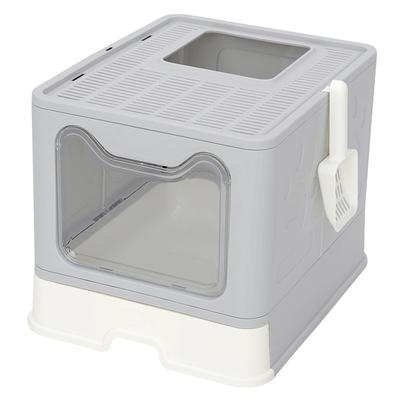 Bac à litière pour chat pliable, tiroir à entrée par le haut entièrement fermé grand anti-éclaboussures toilette pour chat bassin à caca désodorisant