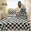Cobertor de Pelúcia com Padrão de Tabuleiro de Xadrez Respirável Fofo Cobertor Xadrez para Todas as Estações Casa Escritório Viagem
