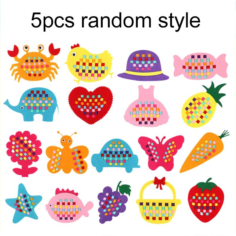

5pcs Children Puzzle Felt Toy Cartoon Pattern Weaving Style DIY Hands-on Ability Children s Montessori Early Education Toys TMZ