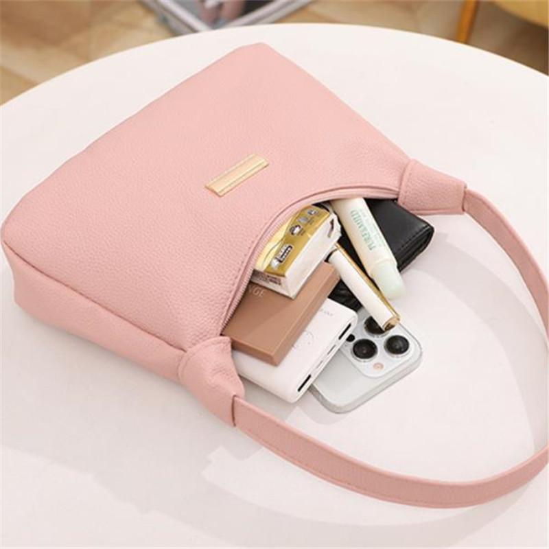 Fashi Shoulder Bag for Women, Solid Color Synthetic Leather Handbag with Zipper Closure, Versatile Underarm Dumpling Bag Purse