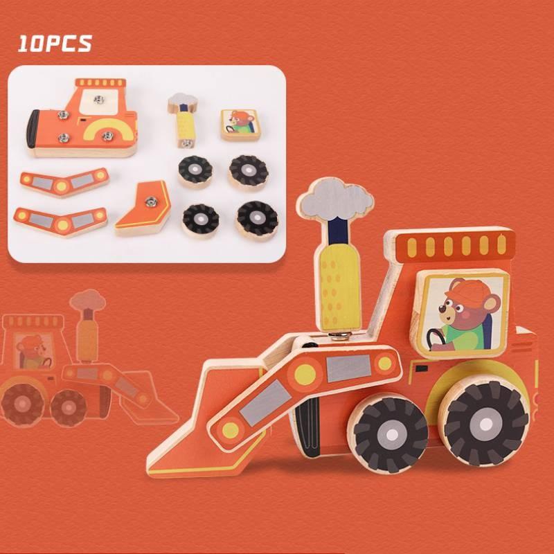 Wooden Construction Vehicle Toy Set For Stem Science Experiments And Educational Play