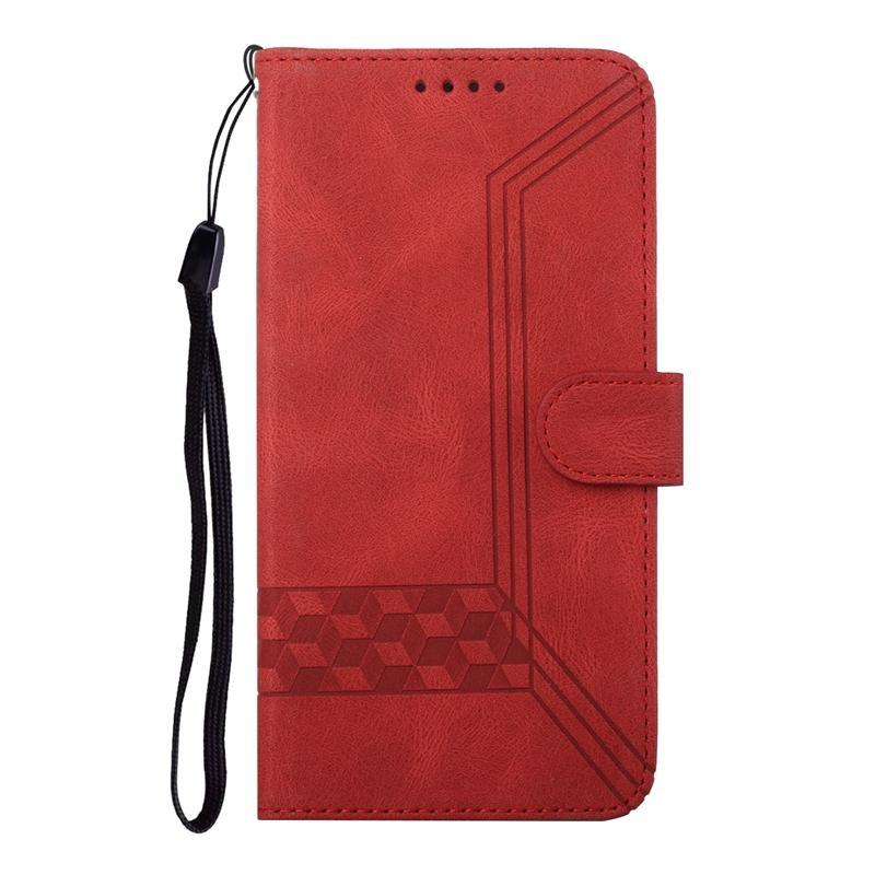 Embossed 3D Geometric Matte PU Leather Phone Bag Case for iPhone Samsung Xiaomi Huawei Google Honor Magnetic Card Slots Wallet Stand Holder Flip Cover