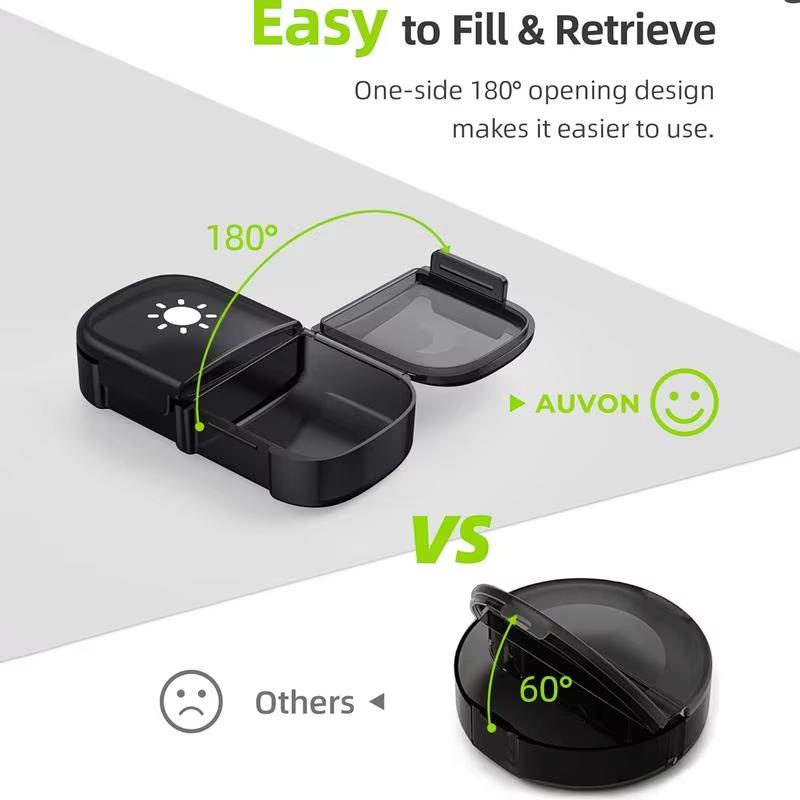Portable Pill Organizer Morning And Evening Pill Box Black Privacy Protection Suitable For Storing Medications Fish Oil Vitamins