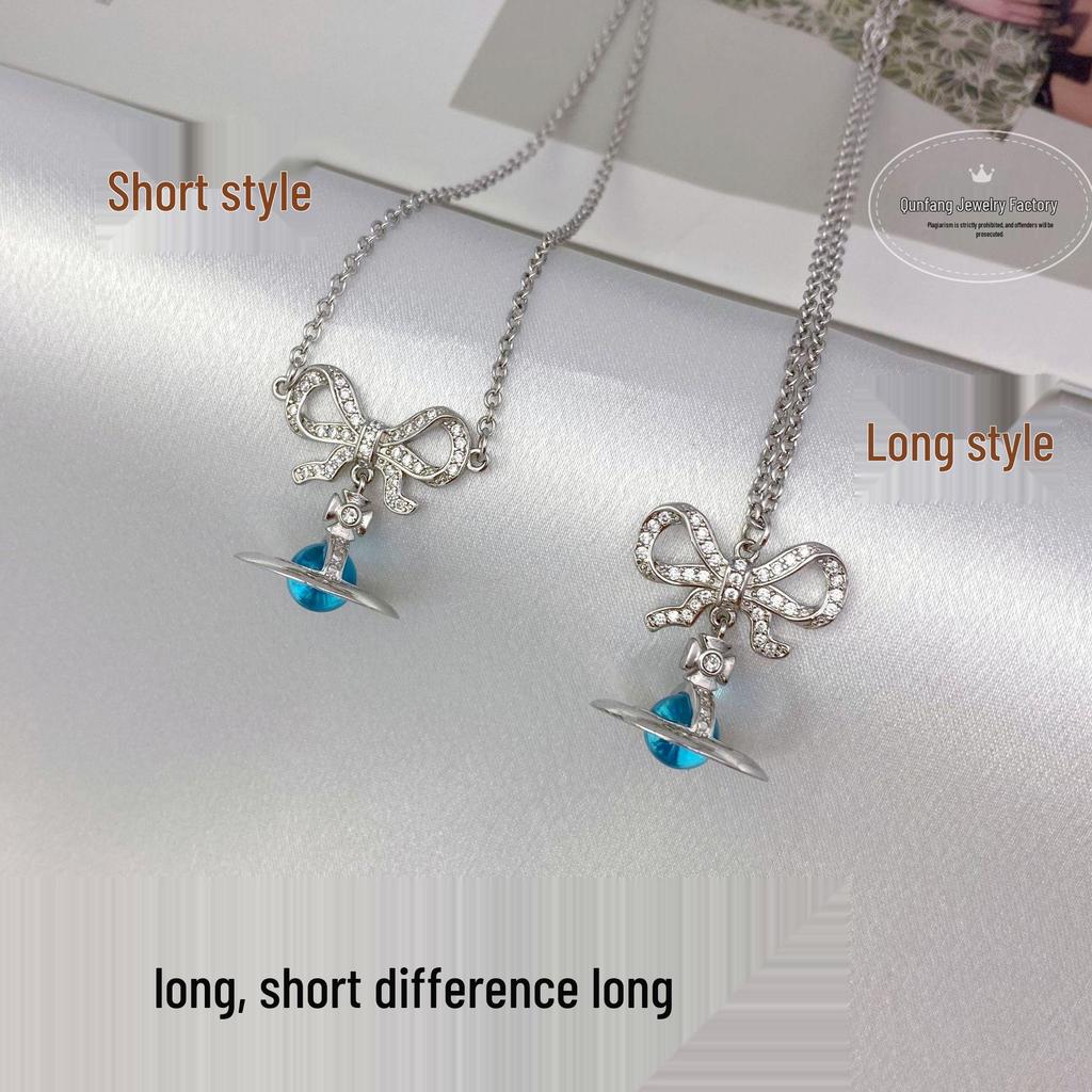 Vivienne Westwood Rosa rosett Orb halsband: Damernas Högkvalitativa 3D Saturnus Nyckelbenskedja med Basketbollberlock.