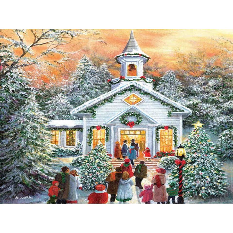 5D DIY Diamond Painting Landscape Winter House Full Round Rhinestone Embroidery Cross Stitch Kit Mosaic Picture Decoration Gift