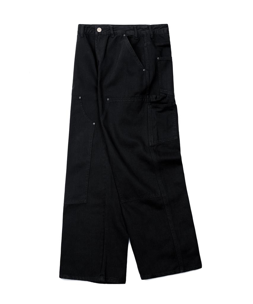 EXCONTAINER Double Knee Carpenter Garment Dyed Pants (Washed Black)