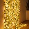 LED Green Leaf Fake Plant String Lights LED Battery Powered for Wall Room Office Birthday Home Bedroom Halloween Christmas Decor