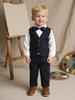 Chlapecký jarní a podzimní formální vestový oblek – Třídílný outfit pro malého gentlemana