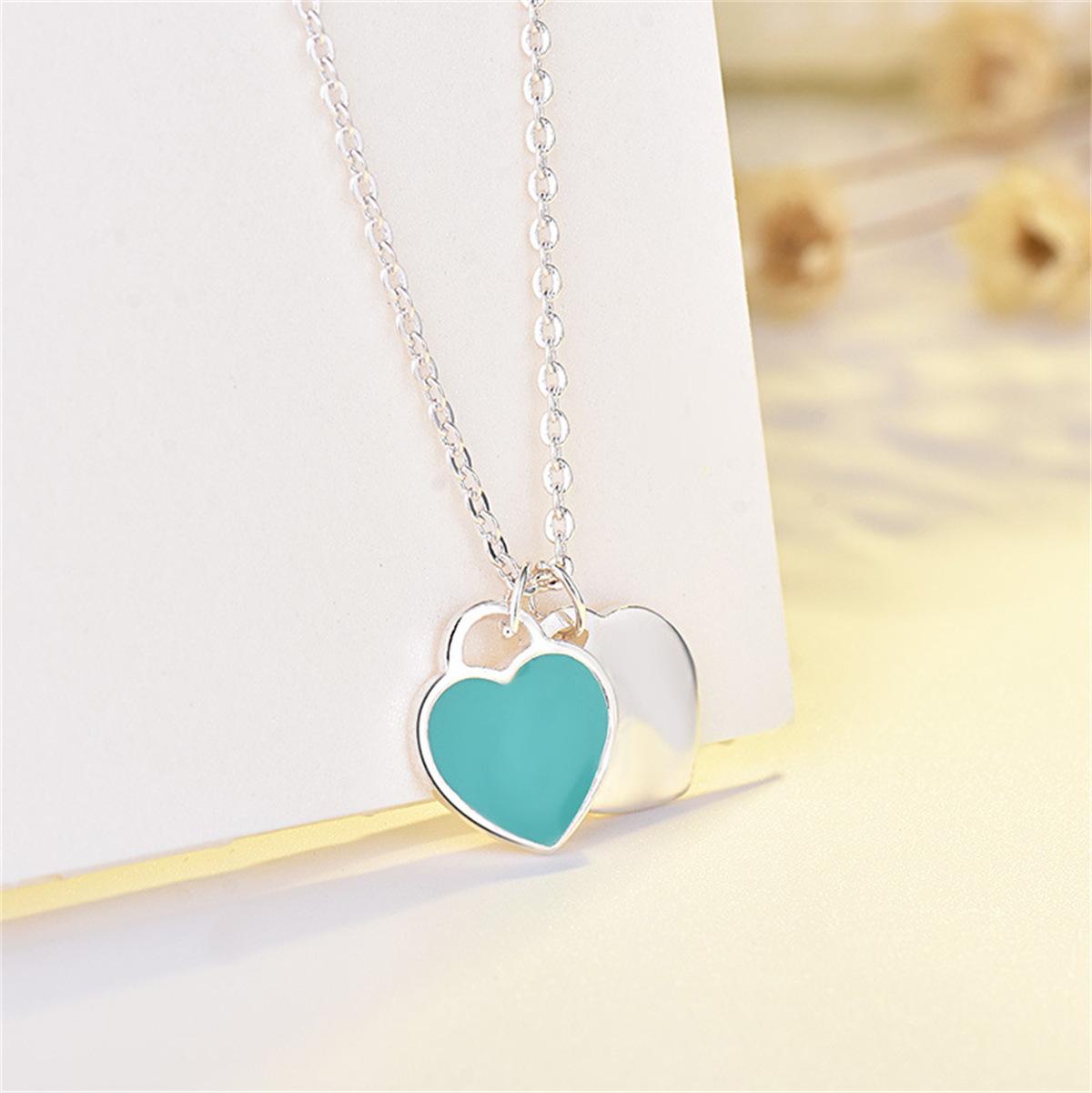 

Double Peach Oil Drop Pendant Necklace Valentine S Day/Birthday Gift Suitable For Daily Wear синий
