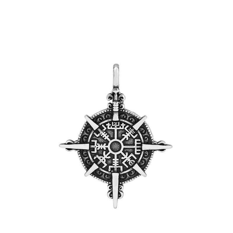Classic Simple Viking Compass Pendant Stainless Steel Pirate Compass Necklace for Men Scandinavian Jewelry Accessories