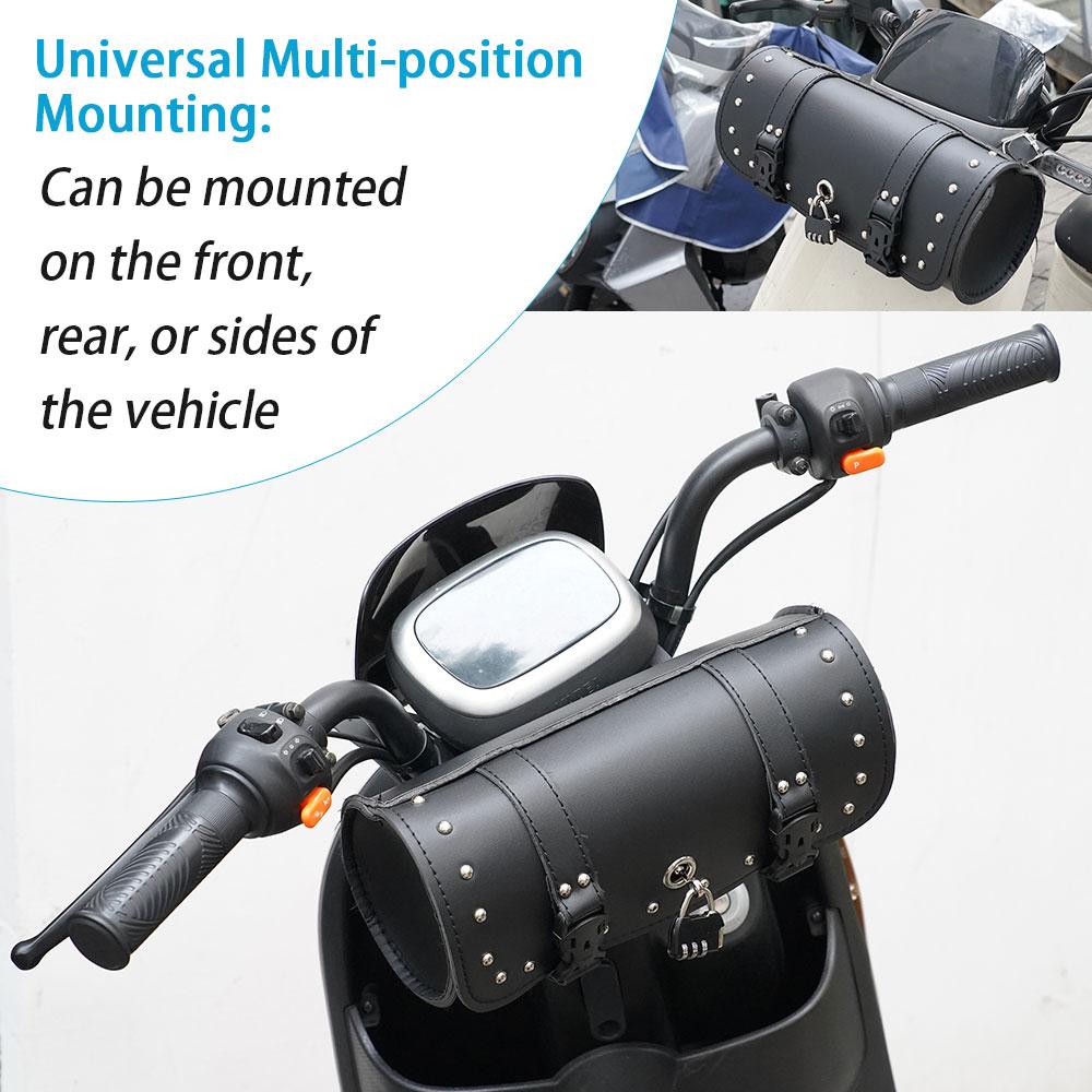 Motorcycle Handlebar Bag Side Bag Tool Bag Faux Leather Waterproof Saddlebag Side Pannier Hanging Bag Head Bag Tail Bag Black