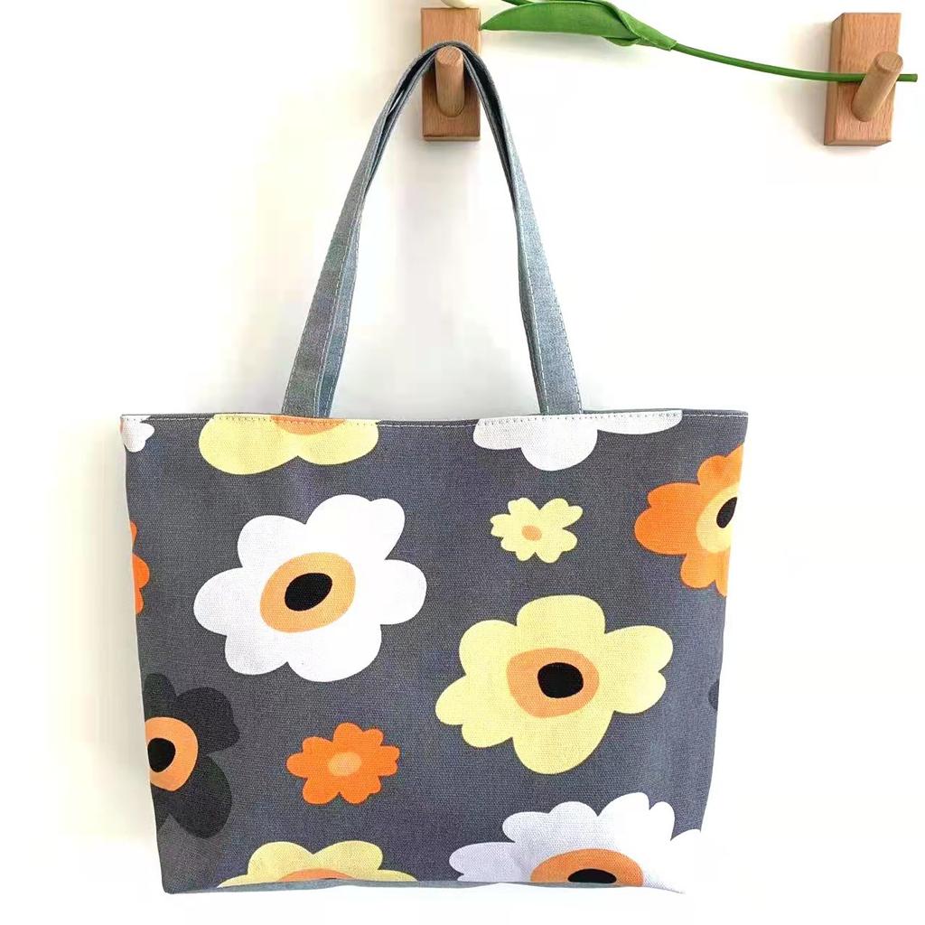 New version of cute cartoon canvas bag literary women's shoulder bag large capacity canvas tote women's bag