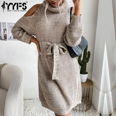 Women's Fashion Casual Solid Color Print Autumn Winter Long Sleeve High Neck Sweaters